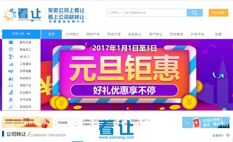 看让公司转让平台推出2017年1月1日江浙沪各地公司转让交易服务元旦钜惠,看让平台 公司转让 贸易公司转让 企业资产交易 为什么要买公司